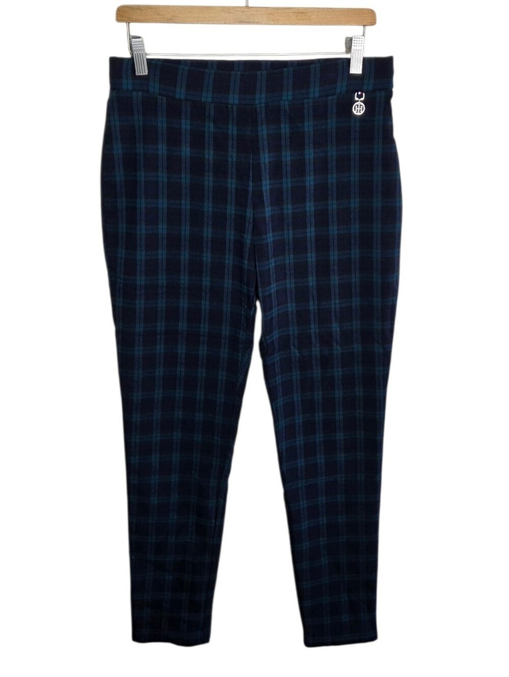 Tommy Hilfiger Navy Green Black Plaid Pull On Waist Pants Size 12
